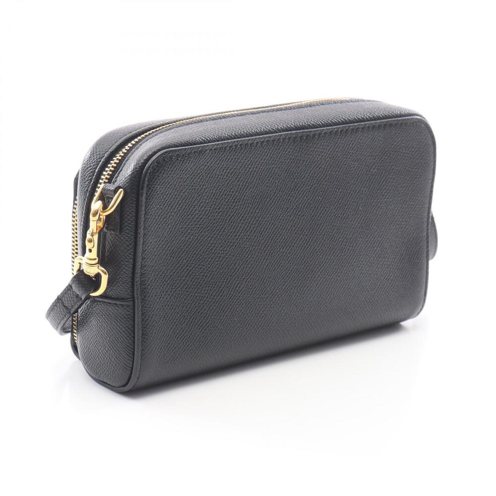 Dior Calo Double Clutch Shoulder Bag Leather Black